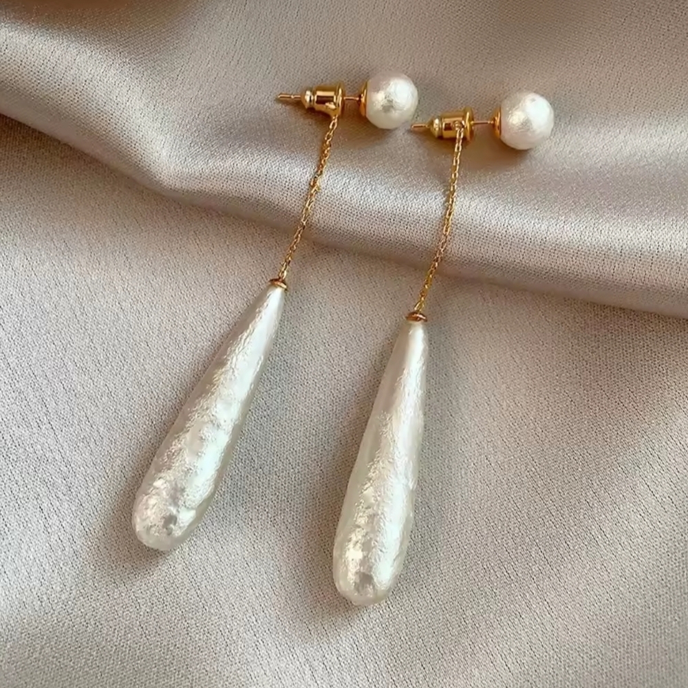 Gold Pearl Drop Earrings